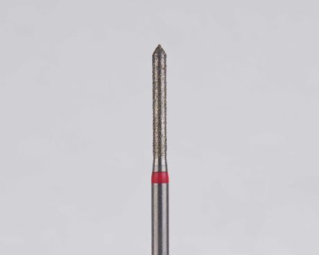 Алмазный бор турбинный стоматологический 856.314.126.100.012 «Цилиндр с острием» красная насечка d=1,2 мм (5 шт)