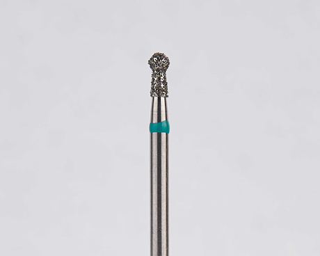 Алмазный бор турбинный стоматологический 876.314.002.030.016 «Шар с шейкой» зеленая насечка d=1,6 мм (5 шт)