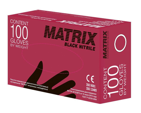 Перчатки нитриловые "MATRIX" (чёрные) 100 шт