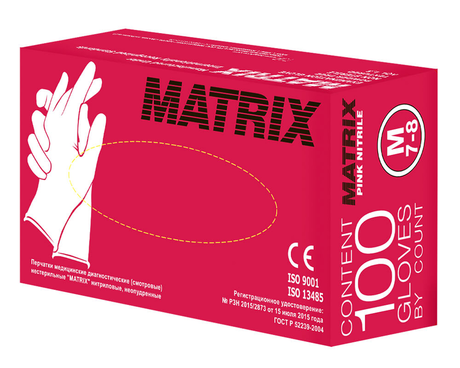 Перчатки нитриловые "MATRIX" (розовые) 100 шт